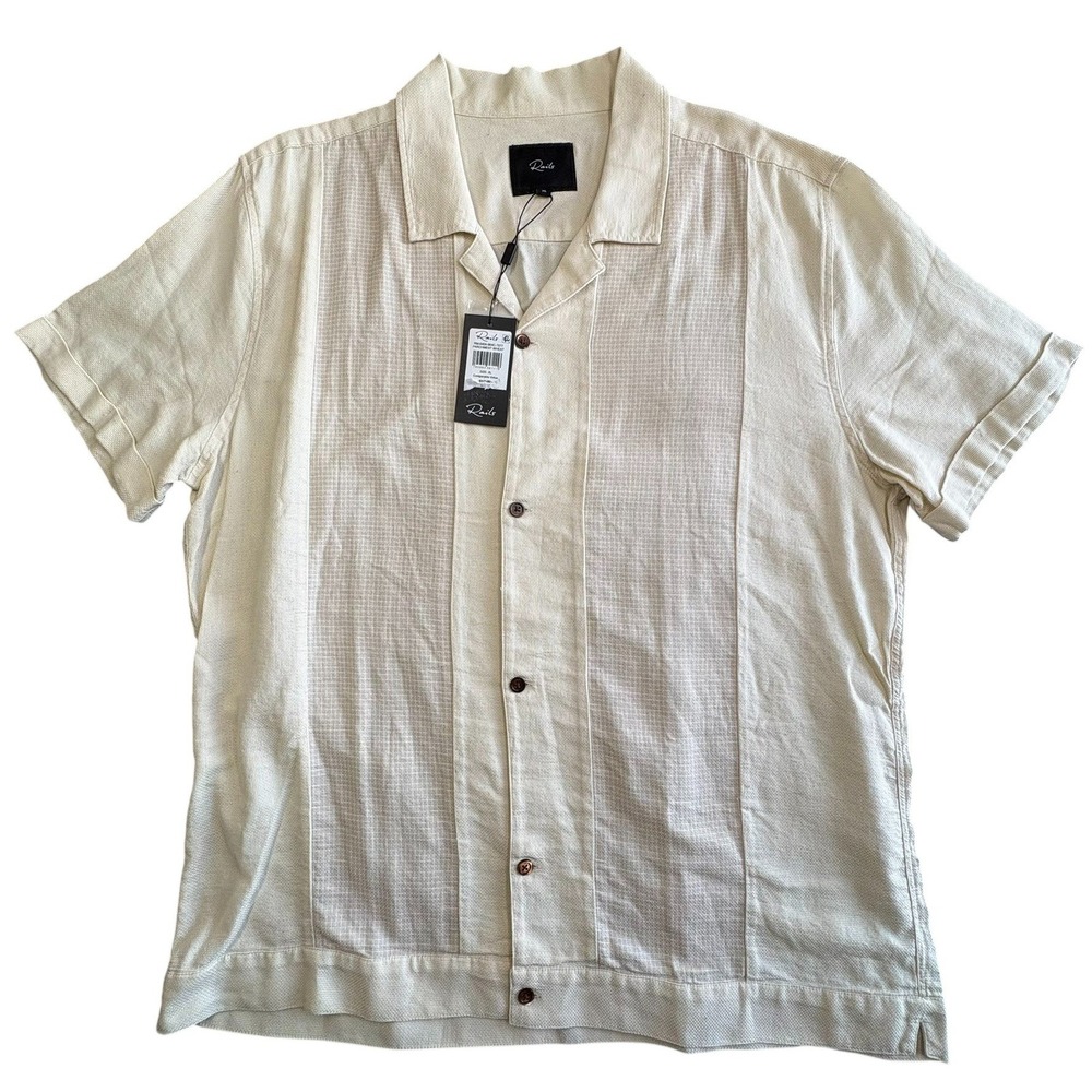 Rails Duke Camp Shirt Mens XL Parchment Wheat Short Sleeve NEW $148